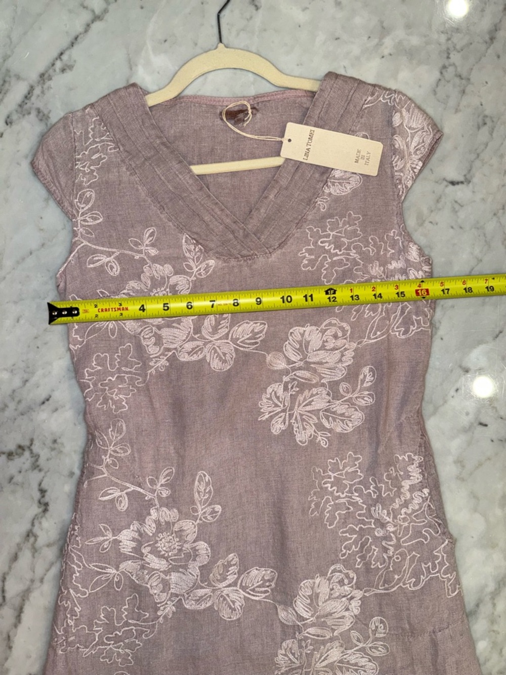Embroidered V-Neck Mini Dress in Dusty Rose - Picture 9 of 10